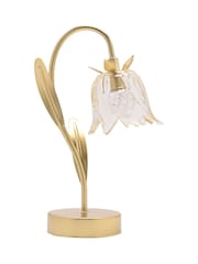 Widdop Gold Single Stem LED Lamp With Glass Flower On Base - Image 3 of 4