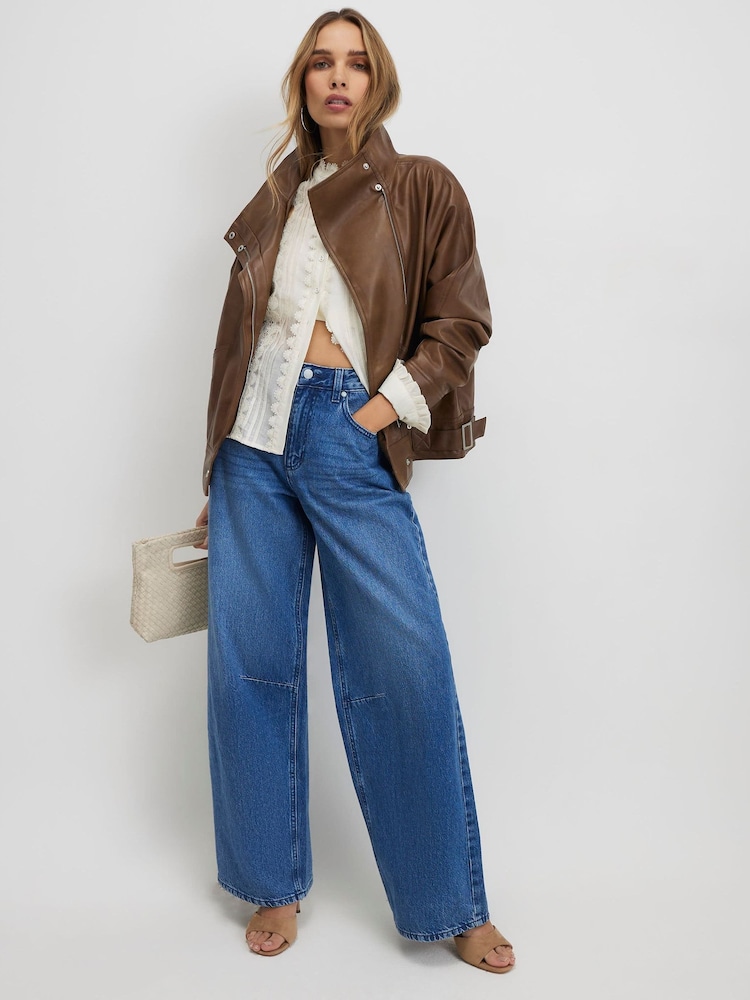 River Island Blue High Rise Baggy Fit Denim Jeans - Image 2 of 4