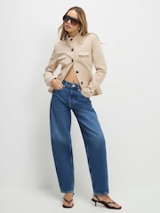 River Island Blue High Rise Barrel Leg Jeans - Image 1 of 4