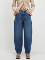 River Island Blue High Rise Barrel Leg Jeans - Image 3 of 4