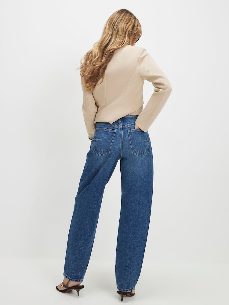 River Island Blue High Rise Barrel Leg Jeans - Image 4 of 4