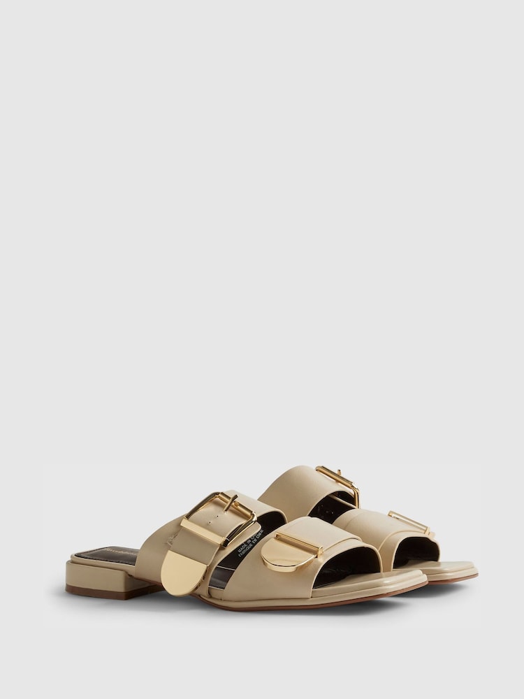 River Island Cream Double Strap Buckle Sandals - Image 2 of 5