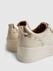 River Island Brown Faux Suede Scallop Trim Slip On Trainers - Image 4 of 5