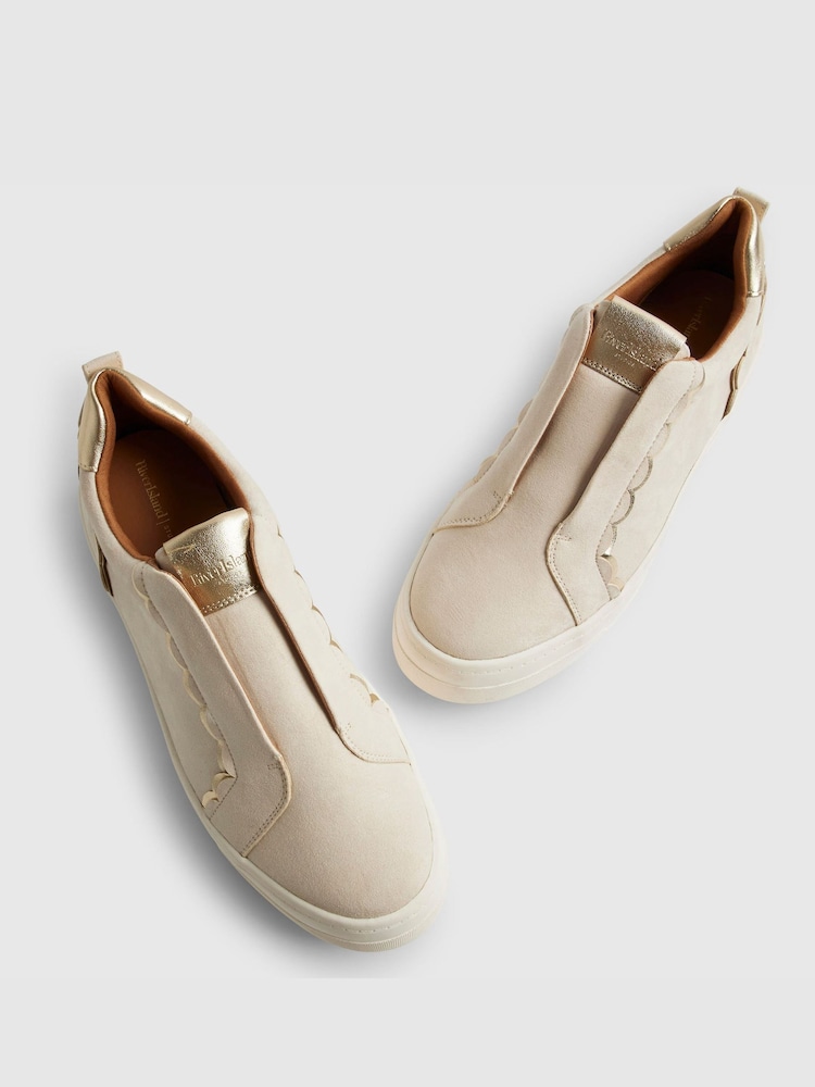 River Island Brown Faux Suede Scallop Trim Slip On Trainers - Image 5 of 5