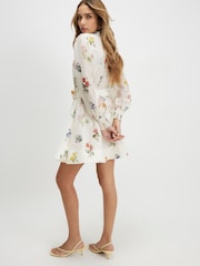 River Island Cream Long Sleeve Floral Print Belted Shirt Dress - Image 4 of 4