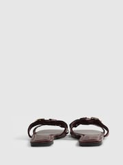 River Island Red Leather Buckle T-Bar Flat Sandals - Image 5 of 6
