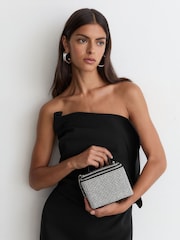 Reiss Silver Nova Mini Crystal Vanity Crossbody Bag - Image 1 of 7