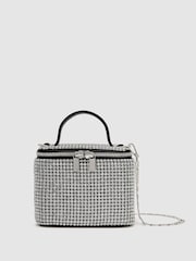 Reiss Silver Nova Mini Crystal Vanity Crossbody Bag - Image 3 of 7