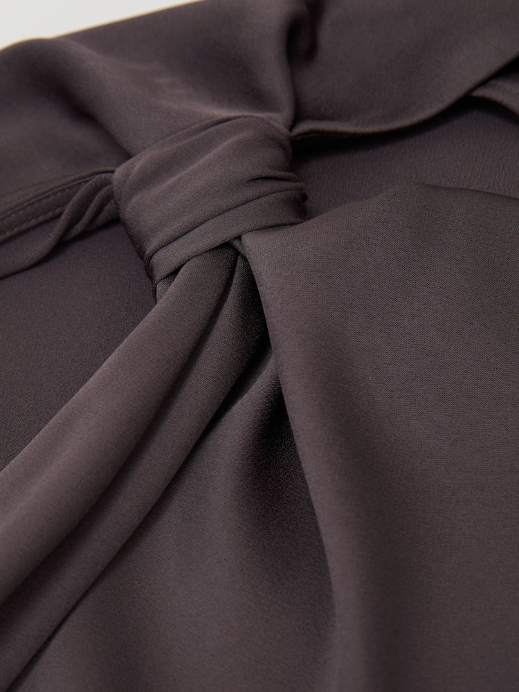 Reiss Mauve Kezia Satin Draped One-Shoulder Top - Image 6 of 6