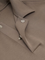 Reiss Mushroom Brown Brooks Premium Interlock Relaxed Polo Sweatshirt - Image 6 of 6
