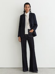 Reiss Ivory/Navy Rina Striped Scarf-Neck Blouse - Image 3 of 8