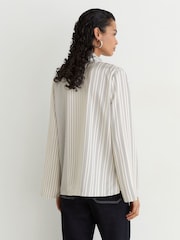 Reiss Ivory/Navy Rina Striped Scarf-Neck Blouse - Image 6 of 8