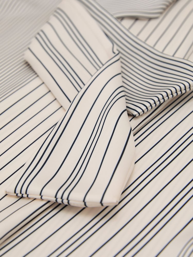 Reiss Ivory/Navy Rina Striped Scarf-Neck Blouse - Image 8 of 8 Reiss Ivory/Navy Rina Striped Scarf-Neck Blouse - Image 8 of 8