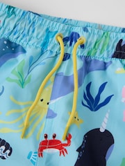 Polarn O. Pyret Sky Blue Striped Swim Shorts - Image 2 of 3