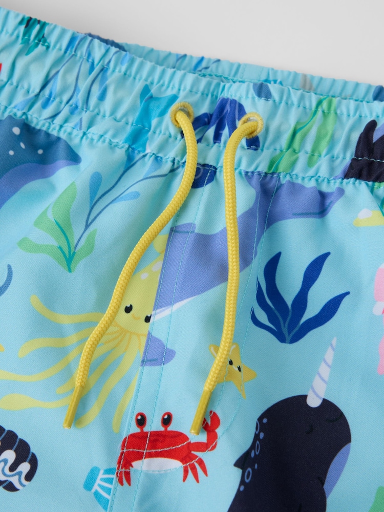 Polarn O. Pyret Sky Blue Striped Swim Shorts - Image 2 of 3