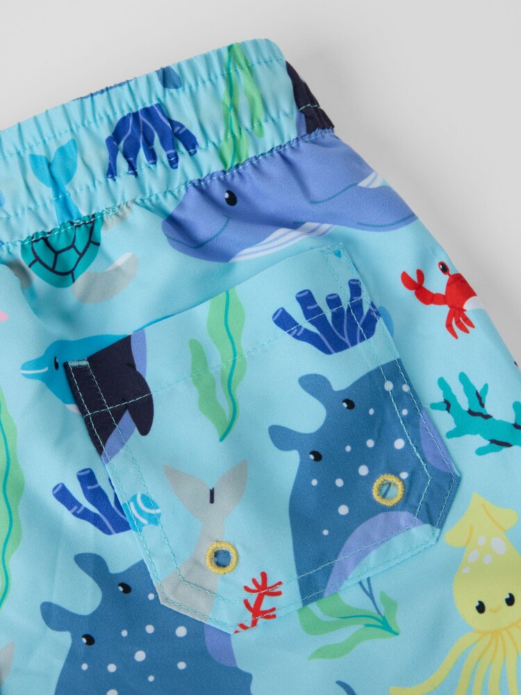 Polarn O. Pyret Sky Blue Striped Swim Shorts - Image 4 of 4
