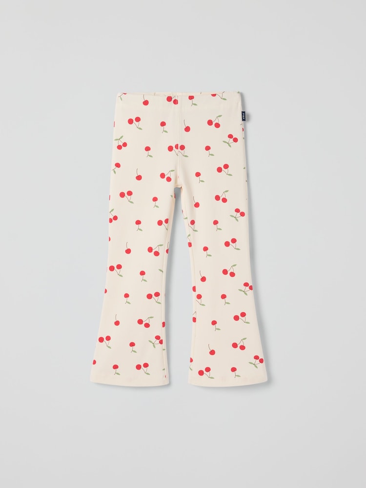 Polarn O. Pyret Cream Cherry Print Flares Trousers - Image 1 of 2