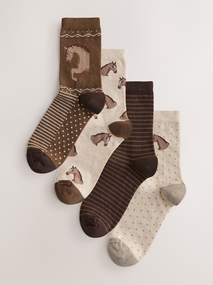 Equestrian Conversational Ankle Socks 4 Pack - Image 1 of 7 Equestrian Conversational Ankle Socks 4 Pack - Image 1 of 7