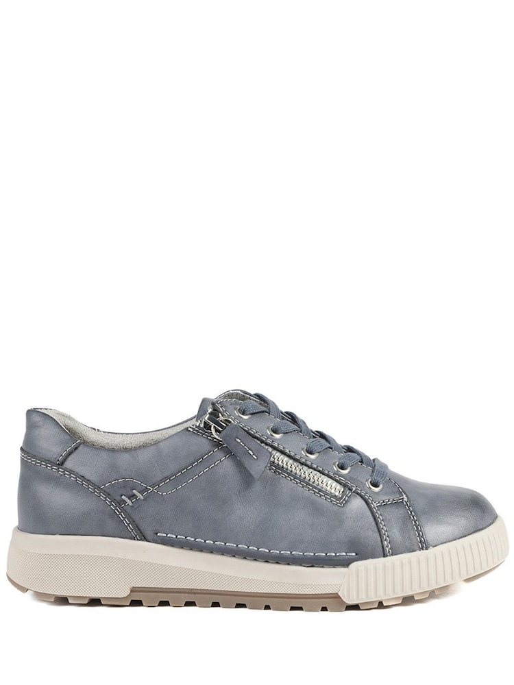 Pavers Denim Wide Fit Dual Fasten Trainers - Image 1 of 5