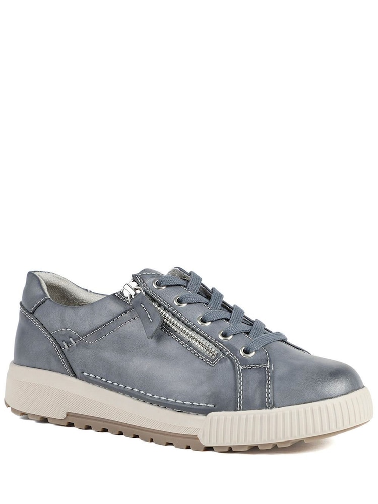 Pavers Denim Wide Fit Dual Fasten Trainers - Image 2 of 5