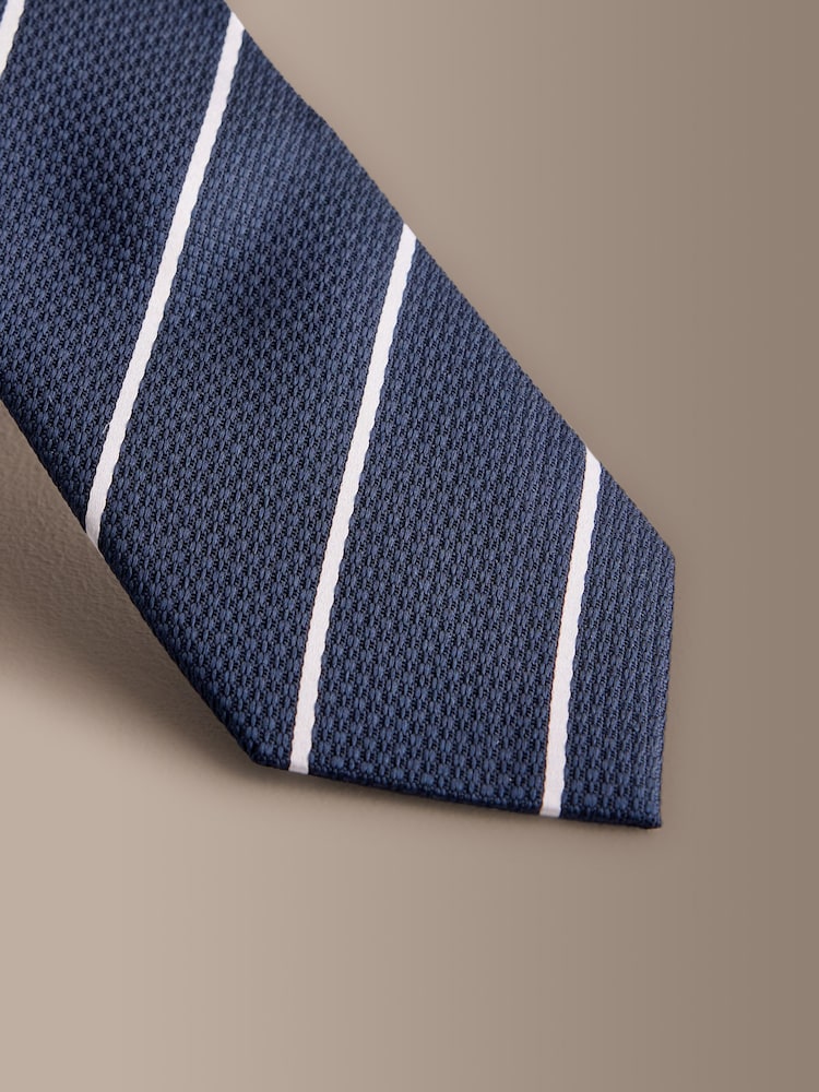 Navy Signature Stripe Tie - Image 2 of 3