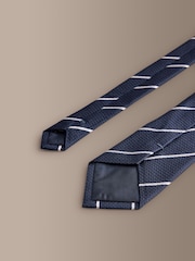 Navy Signature Stripe Tie - Image 3 of 3
