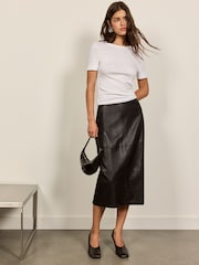 BHOEM Black Faux Leather Midi Skirt - Image 1 of 6