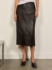 BHOEM Black Faux Leather Midi Skirt - Image 3 of 6