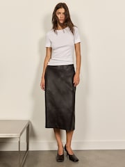 BHOEM Black Faux Leather Midi Skirt - Image 5 of 6