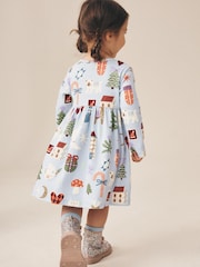 Blue Long Sleeve Christmas Ribbed Dress (3mths-7yrs) - Image 4 of 8