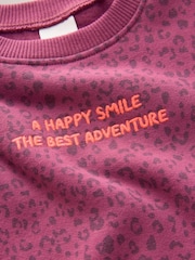 Pink Animal Print Long Sleeve Sweat Dress (3mths-7yrs) - Image 4 of 4