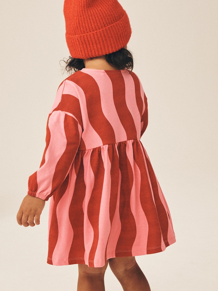 Pink Christmas Reindeer Santa Long Sleeve Button Dress (3mths-7yrs) - Image 4 of 4