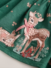 Green Deer - Long Sleeve Button Dress (3mths-7yrs) - 8şəkildən 8 şəkil