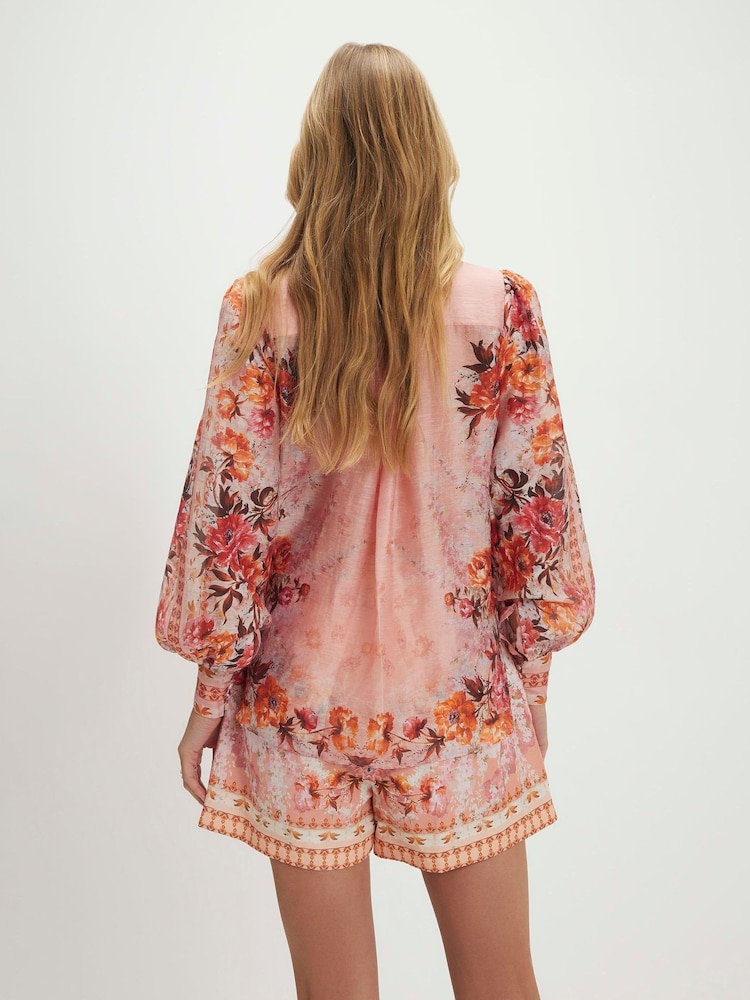 River Island Long Sleeve High Neck Floral Print Blouse - Imaginea 2 din 4