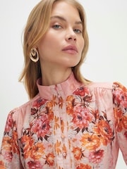 River Island Long Sleeve High Neck Floral Print Blouse - Imaginea 4 din 4