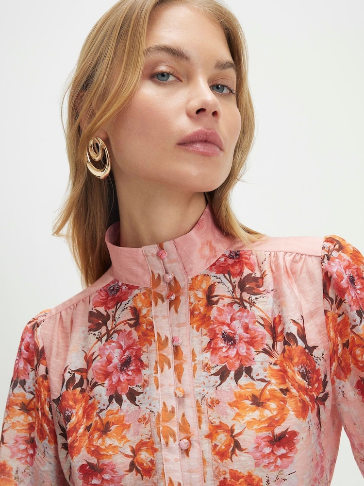 River Island Long Sleeve High Neck Floral Print Blouse - Imaginea 4 din 4