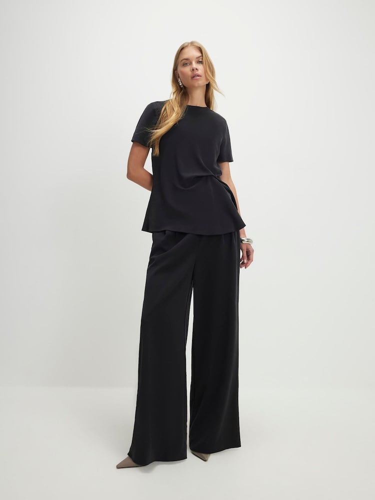 River Island Black High Waisted Straight Leg Trousers - Image 1 of 4