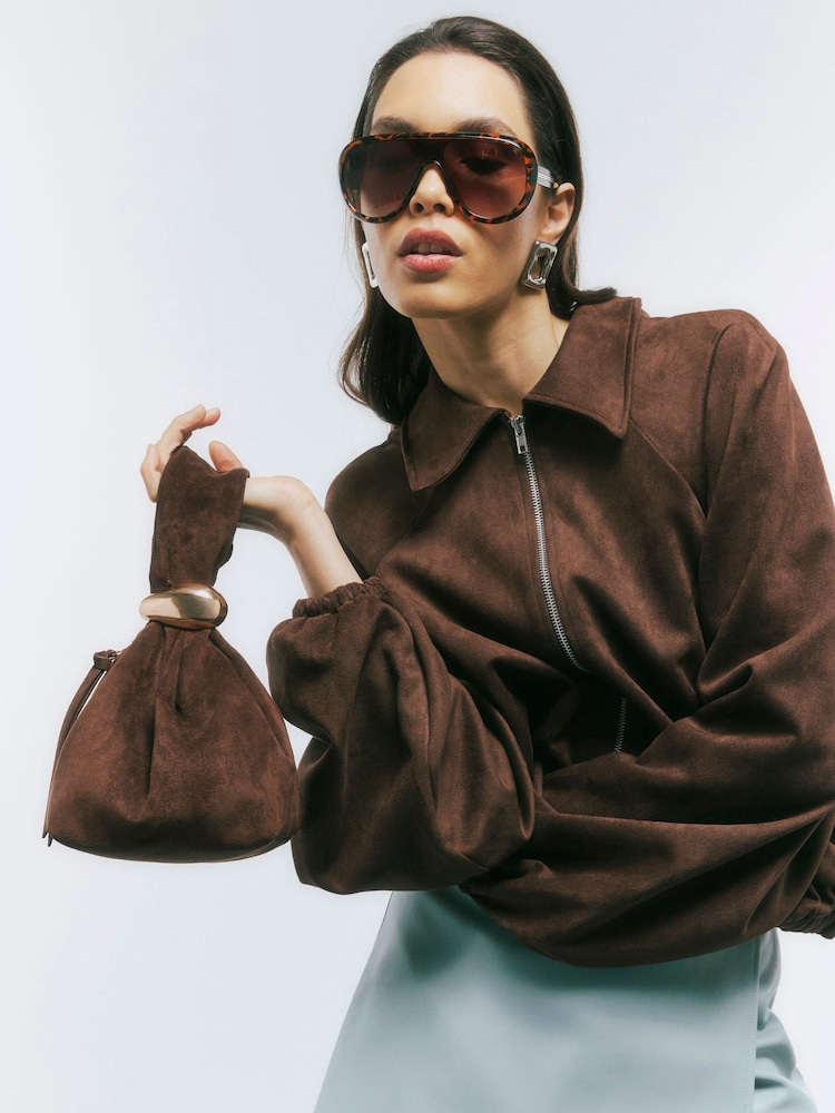 River Island Brown Suedette Grab Bag - Image 1 of 6