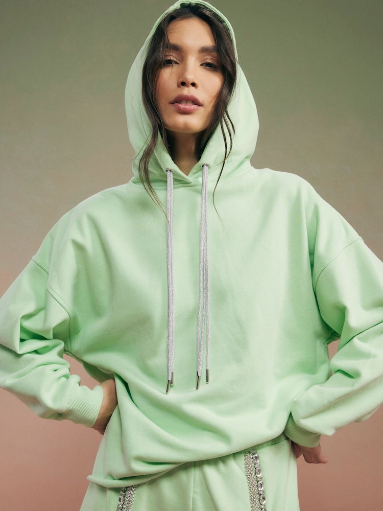 River Island Green Year Zero Embellished Hoodie - Image 1 of 4