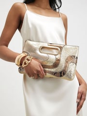 River Island Gold Terry De Havilland Swirl Clutch Bag - Image 6 of 6