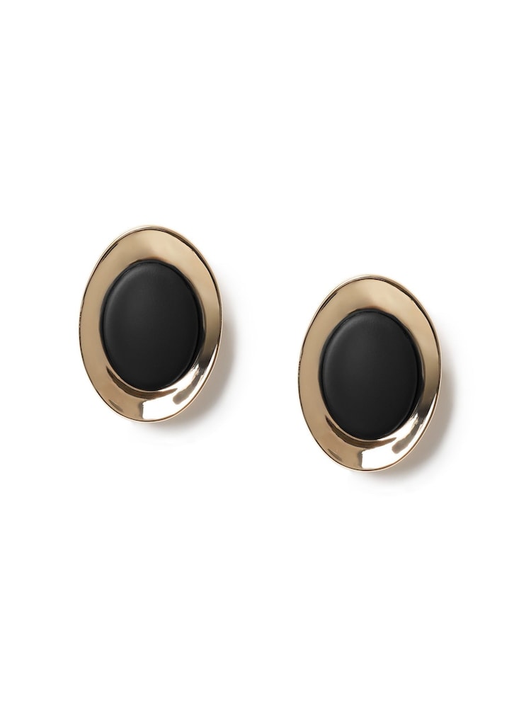 Aela Matte Stud Black Earrings - Image 1 of 2 Aela Matte Stud Black Earrings - Image 1 of 2
