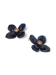 Aela Blue Resin Flower Earrings - Image 2 of 2
