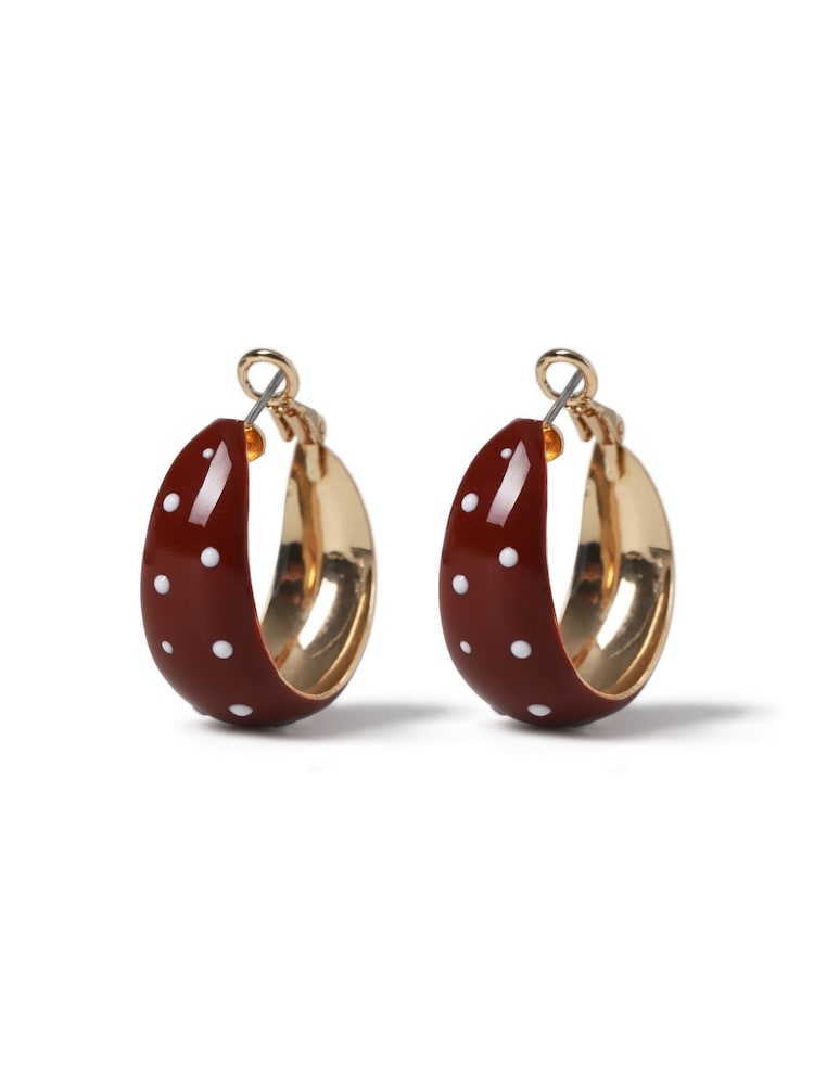 Aela Red Polka Dot Enamel Hoop Earrings - Imagen 1 de 2