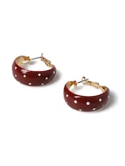Aela Red Polka Dot Enamel Hoop Earrings - Imagen 2 de 2