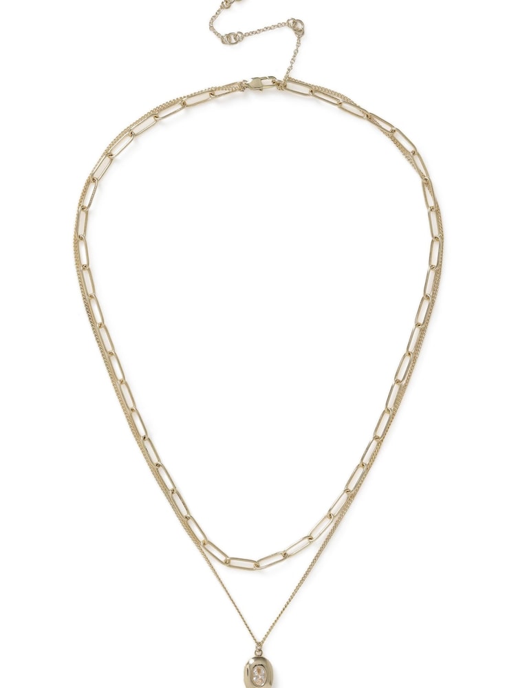 Collar con medallón multifila de acero inoxidable dorado Aela - Imagen 2 de 4