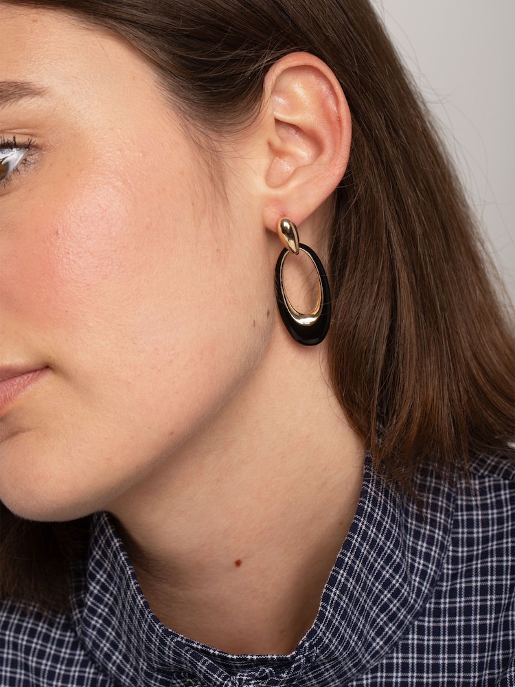 Aela Enamel Drop Black Earrings - Image 1 of 3