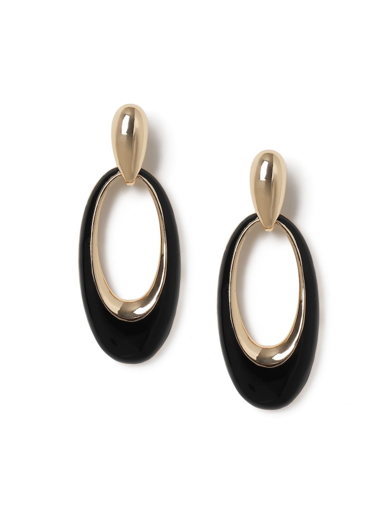 Aela Enamel Drop Black Earrings - Image 2 of 3