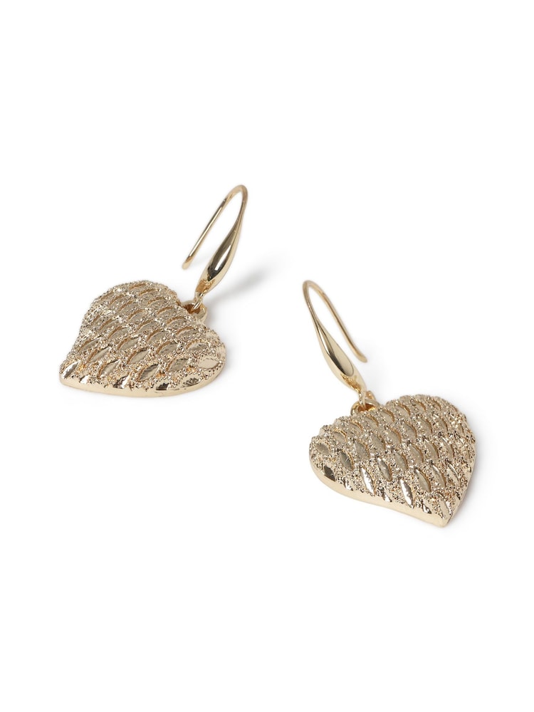 Pendientes largos con diseño de corazones en dorado de Aela - Imagen 3 de 3