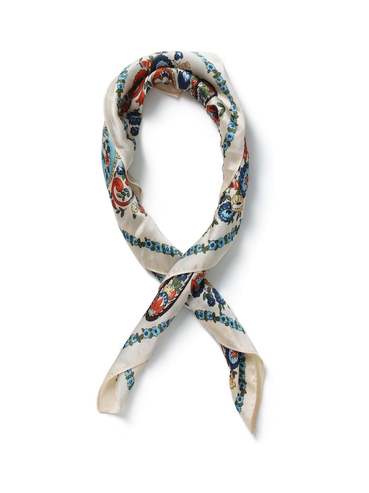 Aela Printed White Scarf - Image 1 of 3 Aela Printed White Scarf - Image 1 of 3