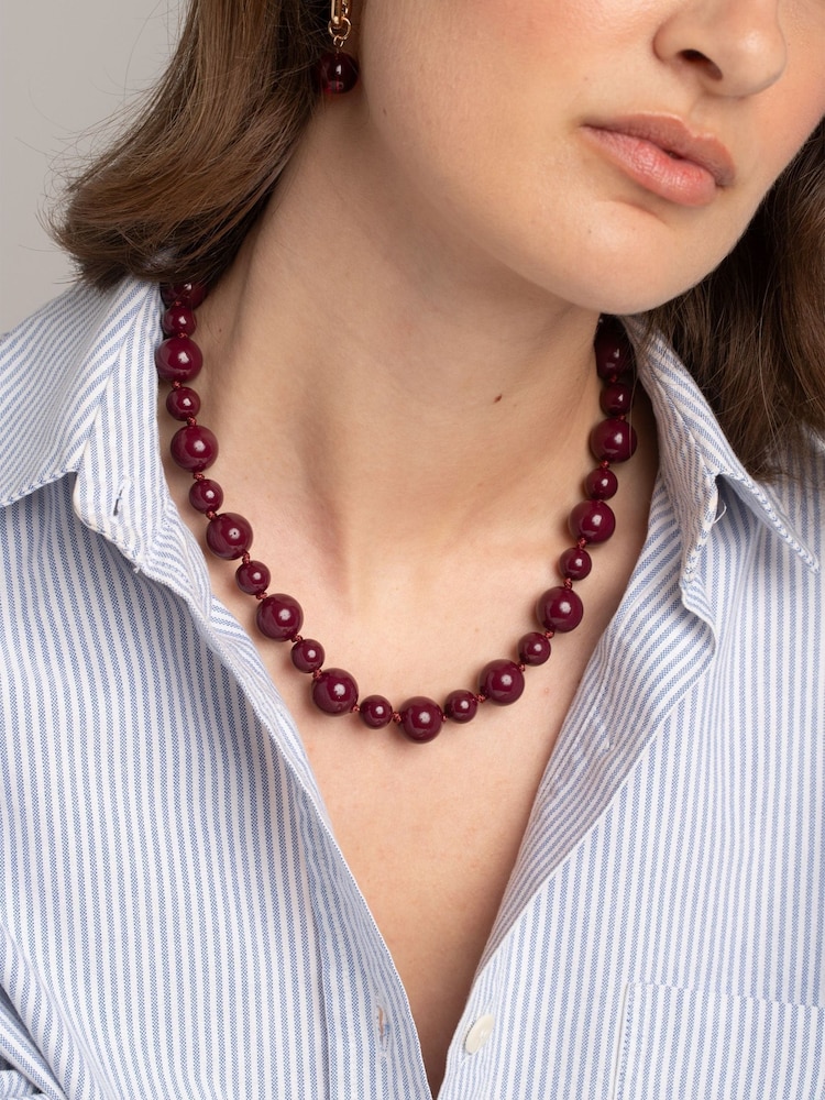 Aela Red Bead Short Rope Necklace - Bild 1 von 3 Aela Red Bead Short Rope Necklace - Bild 1 von 3